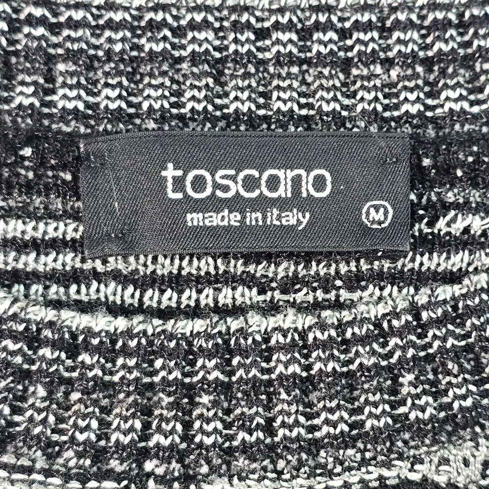 Toscano Italy 3D Textured Knit Sweater Mens M Black Gray Crewneck Coogi Style